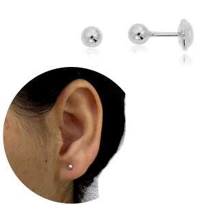 Brincos Baby Bolinha 3 mm Em Prata 925