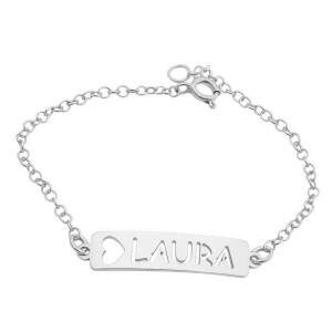 Pulseira Chapa com Nome ou Palavra Personalizada em prata 925