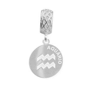 Pingente Berloque de Signo Aqurio para Pulseira em Prata 925