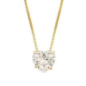 Colar Corao Ponto de Luz 10 mm Banhado a Ouro