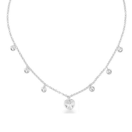 Colar Choker Corao Cristal/ Ponto de Luz e Pedras em Prata 925