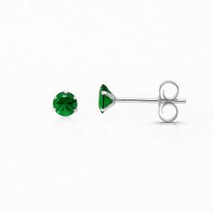 Brincos Pedrinha Verde 3 mm Em Prata 925