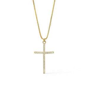 Colar Cruz Cravejado Banhado a Ouro