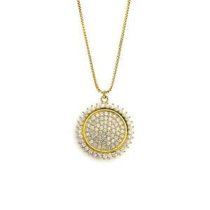 Colar Circulo Brilho Banhado a Ouro
