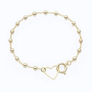 Pulseira Bolinhas Corao Banhada a Ouro