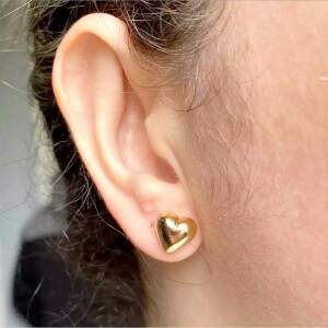 Brincos Corao Cheio Banhado a Ouro