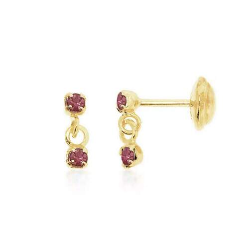 Brinco Baby Pedrinhas Rosa Banhado a Ouro