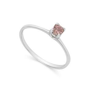 Anel Solitrio Rosa Claro 3 mm em Prata 925