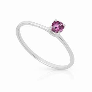 Anel Solitrio Rosa Escuro 3 mm em Prata 925