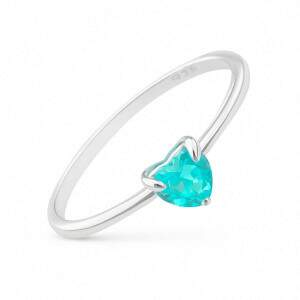 Anel Solitrio Corao Azul Claro em Prata 925