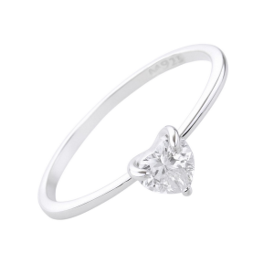 Anel Solitrio Corao Cristal em Prata 925
