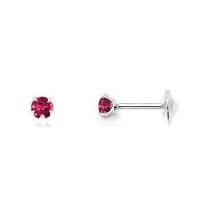 Brinco Pedrinha Zircnia Rubelita Baby 3 mm Em Prata 925