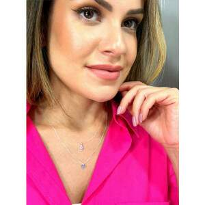 Colar Ponto de Luz Corao Lils em Prata 925
