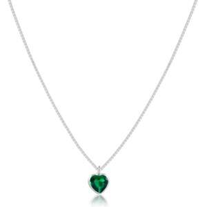 Colar Ponto de Luz Corao Verde Esmeralda em Prata 925
