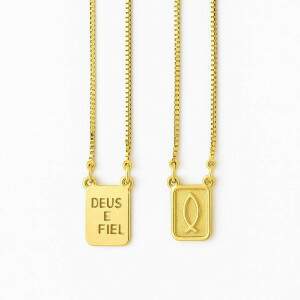 Escapulrio Deus  Fiel Banhado a Ouro