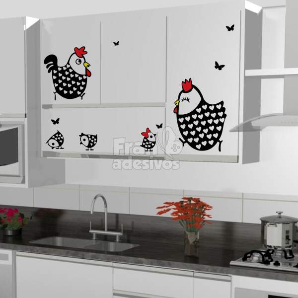 Adesivo para Geladeira cozinha Galo e Galinha Renove Aparador Vitrina Hemnes ~ Adesivo para Geladeira cozinha Galo e Galinha Renove