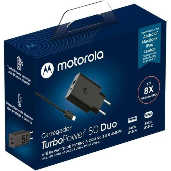 Carregador Turbo Power 50W Motorola USB-C Edge 20 Lite Orig