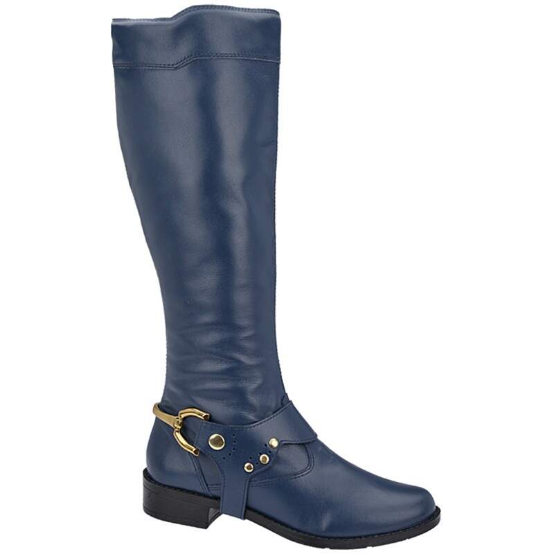bota couro azul marinho
