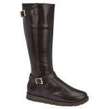 Bota Cano Alto Sola Rasteira Grossa Comfort - Couro Castanho