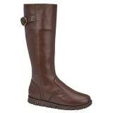 Bota Cano Alto Sola Rasteira Grossa Comfort - Couro Terra