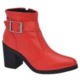 Bota Feminina Cano Curto Salto 7cm - Vermelho