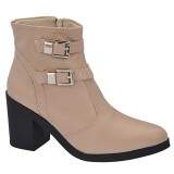 Bota Feminina Cano Curto Salto 7cm - Marfim