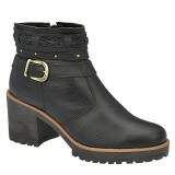 Bota Coturno Feminino Sola Borracha Salto 7cm - Couro Preto