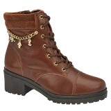 Bota Coturno Feminino Sola Borracha 4cm - Couro Havana/ Camurça Havana