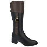 Bota Montaria Sob Medida para Perna Larga Salto 4,5cm - Couro Preto/ Couro Café
