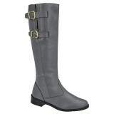 Bota Montaria Sob Medida para Perna Larga Salto 3cm - Couro Cinza
