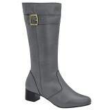 Bota Social Comfort Panturrilha Sob Medida para Perna Grossa Salto 6cm - Couro Cinza