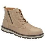 Botina Coturno Conforto Sola Borracha - Couro Parafinado Taupe