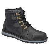 Botina Coturno Conforto Sola Borracha - Couro Parafinado Preto