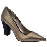 Scarpin Bico Fino Salto Grosso 9cm - Madiras Grafite/ Veludo Preto