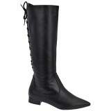 Bota Social Bico Fino Cano Alto Salto 2,5cm - Couro Preto