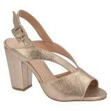 Sandália Salto Grosso 9cm - Madras Ouro
