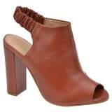 Sandália Open Boot Salto Grosso 9cm - Couro Tan