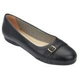 Sapatilha Social Comfort Bico Redondo - Couro Preto
