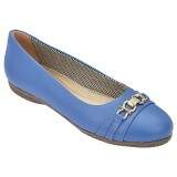 Sapatilha Social Comfort Bico Redondo - Couro Azul Royal