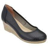 Sapato Verão Salto Anabela 5cm - Couro Preto