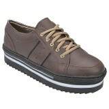 Sapatênis Flatform Plataforma 4cm - Couro Café/ Preto