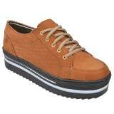 Sapatênis Flatform Plataforma 4cm - Couro Nobuck Caramelo