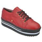 Sapatênis Flatform Plataforma 4cm - Couro Vermelho