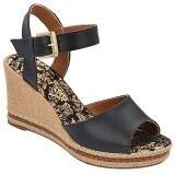 Sandália Plataforma Salto Anabela 8cm - Preto