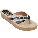 Sandália Sola Anabela 2cm TR Antiderrapante - Croco Dourado/ Preto