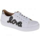 Tênis Feminino em Couro - Couro Branco/ Love Preto