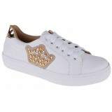 Tênis Feminino em Couro - Couro Branco/ Coroa Ouro