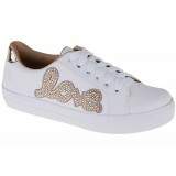 Tênis Feminino em Couro - Couro Branco/ Love Ouro