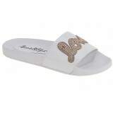 Sandália Chinelo Comfort Verão - Verniz Branco/ Love Ouro
