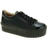 Sapatênis Feminino Plataforma 4cm - Verniz Preto/ Sola Preta